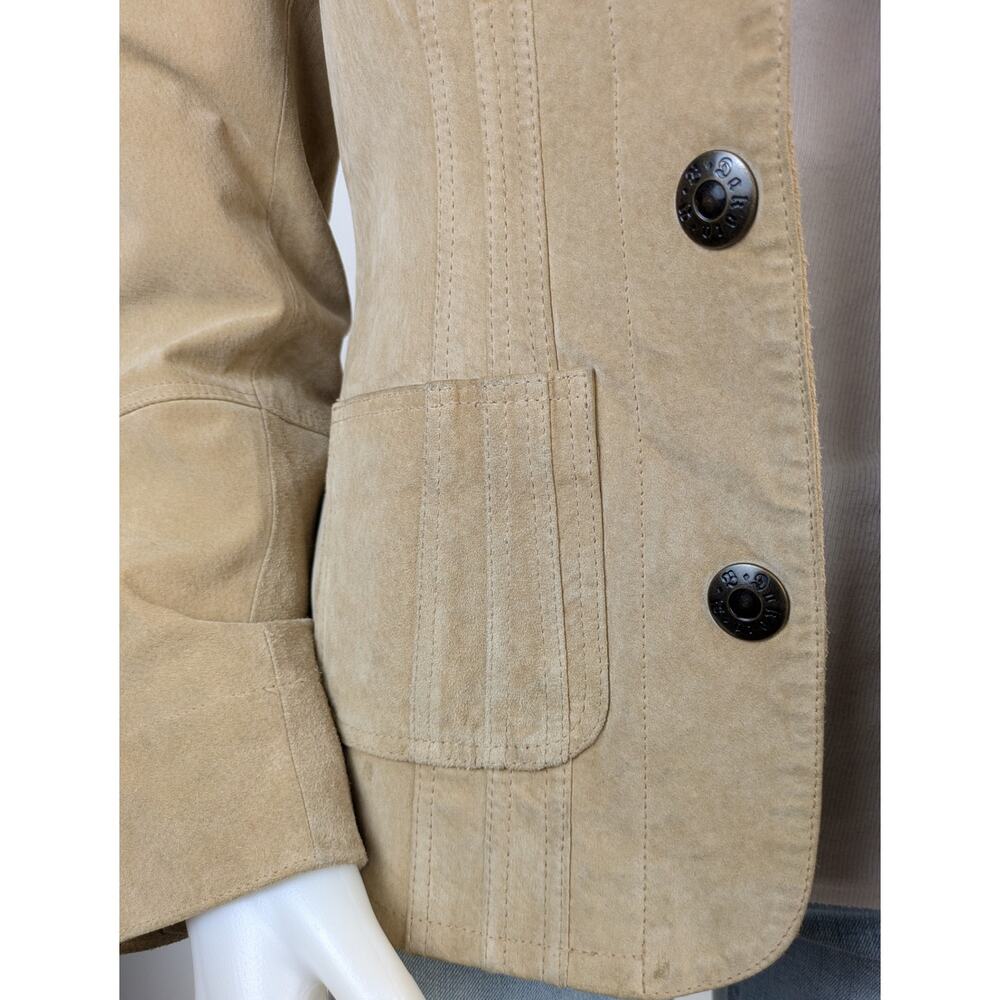 BB Dakota Suede Leather Safari Jacket Tan Medium Utility Field Coat - Picture 6 of 12